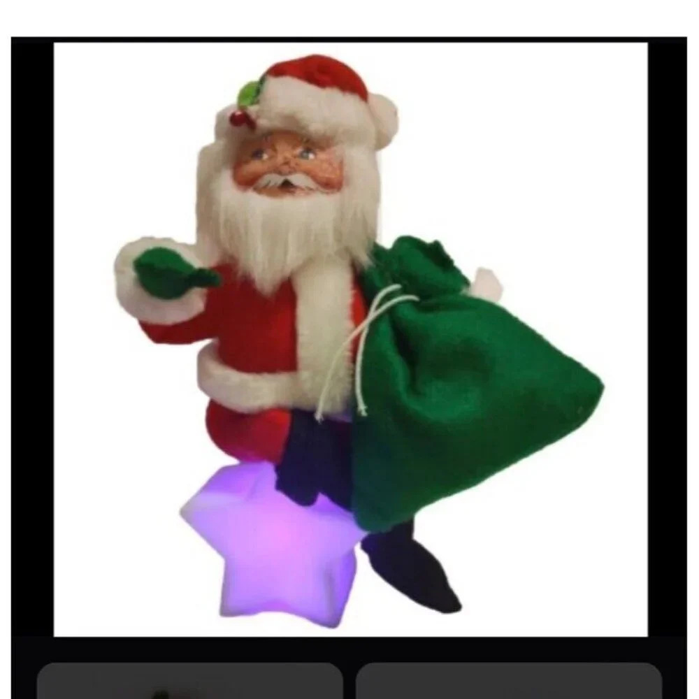 ANNALEE 9" CHRISTMAS DELIGHTS SANTA CLAUS & BAG HOLIDAY STAR LIGHTS UPDOLL NWT